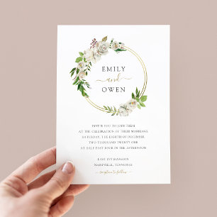 Gilded Blooms Blommigt Wandebröllop bjudande Inbjudningar