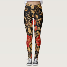 Gilded Blooms: Opulent Blommigt Leggings
