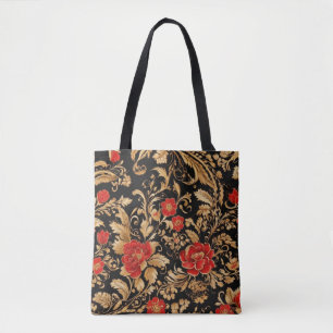 Gilded Blooms: Opulent Blommigt Tygkasse