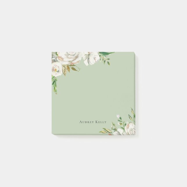 Gilded Blooms Personlig Monogrammed Post-it Block (Framsida)