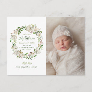 Gilded Blooms Photo Birth Notification Postcard Meddelande Vykort