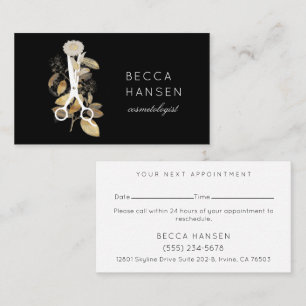 Gilded Botanical Salon Scissors Logotyp Möte Visitkort