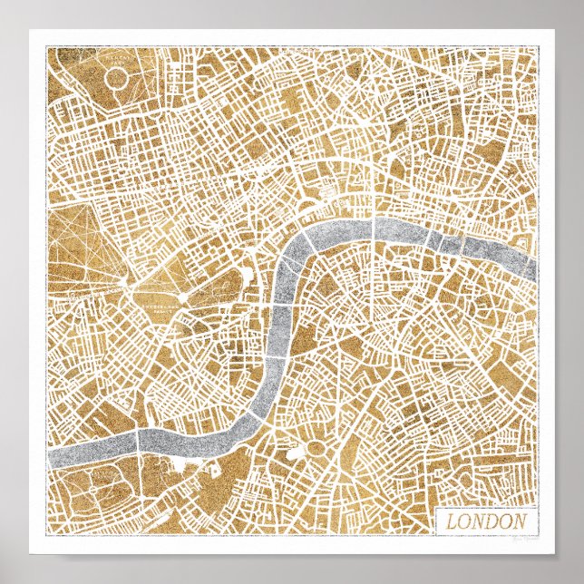 Gilded City Karta of London Poster (Framsidan)