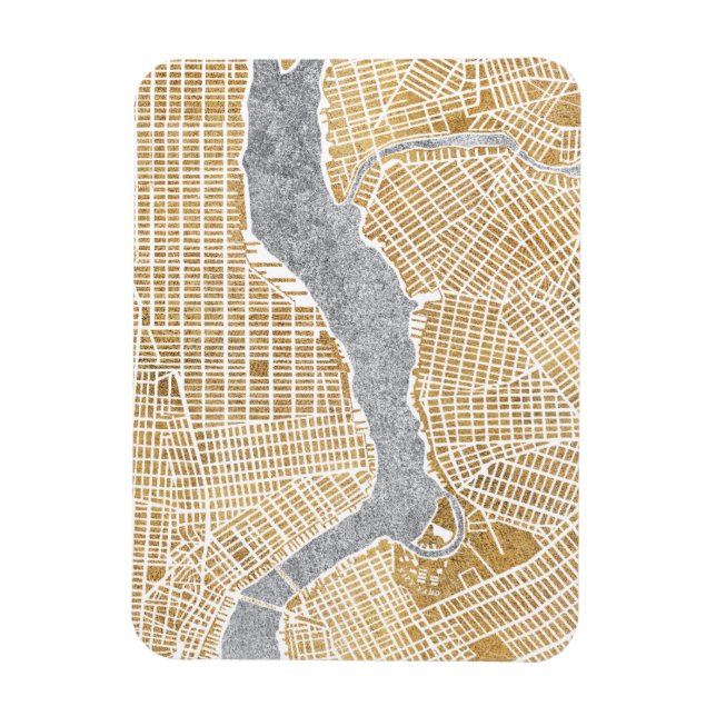 Gilded City Karta of New York Magnet (Vertikal)