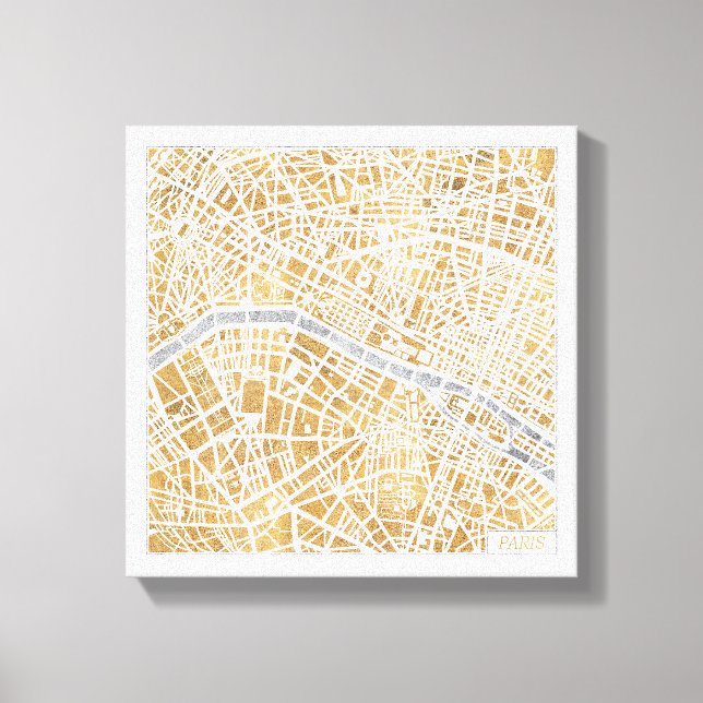 Gilded City Karta of Paris Canvastryck (Framsida)