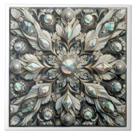 Gilded Elegance Ceramic Tile - Luxurious Art Nouve Kakelplatta