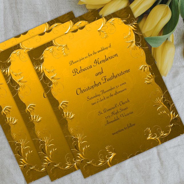 Gilded Elegance Golden Budget Wedding bjudande Flygblad (Skapare uppladdad)