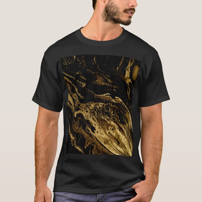 Gilded Elegance: Marbling's Splendid Magic T Shirt (Framsida)