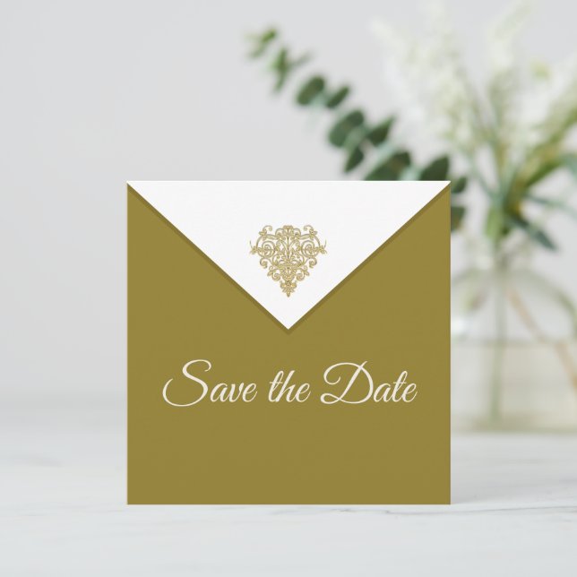 Gilded Elegance Save Date Spara Datumet (Stående Fram)