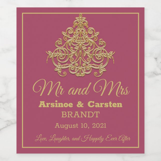 Gilded Elegance Vin Label Vinflaska Etikett (Singel etikett)