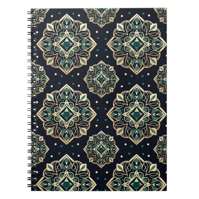 Gilded Emerald Mandala Anteckningsbok (Framsidan)