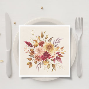 Gilded Fall Terracotta Blommigt Pappersservett