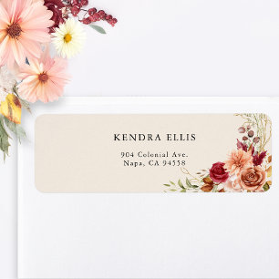 Gilded Fall Terracotta Blommigt Returadress Etikett