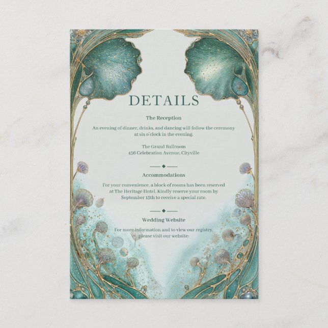 Gilded Fantasy Art Nouveau Wedding Tilläggskort (Framsida)