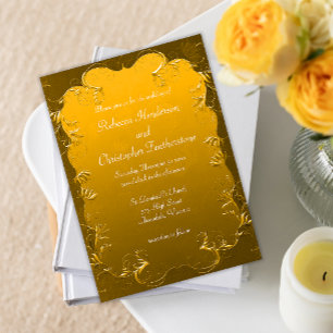Gilded Filigree Vintage Guld Bröllop Inbjudningar
