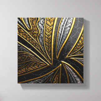 Gilded Fusion–Black & Gold Engraved Metal Wall Art Canvastryck