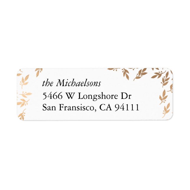 Gilded Garland Elegant Anpassningsbar Label Returadress Etikett (Framsidan)