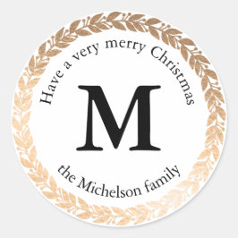 Gilded Garland Elegant Circle Monogram Runt Klistermärke