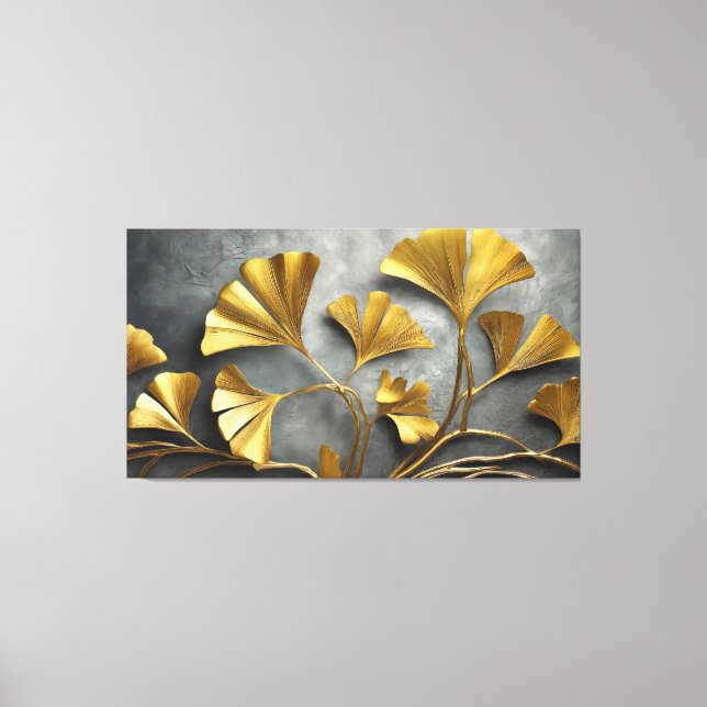 Gilded Ginkgo: Metall Artistry Canvastryck (Framsida)