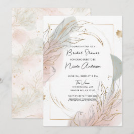 Gilded Gold Sage & Blush Botanical Bridal Shower Inbjudningar
