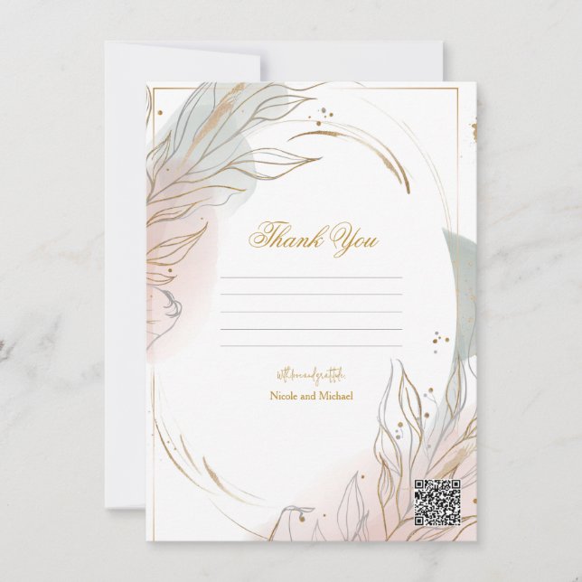 Gilded Gold Sage & Blush Botanical Wedding  Inbjudningar (Framsida)