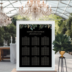 Gilded Greenery Black Jul Bröllop Poster