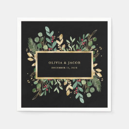 Gilded Greenery Black | Jul Helgdag Bröllop Pappersservett