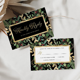 Gilded Greenery on Black | Jul Bröllop OSA Kort