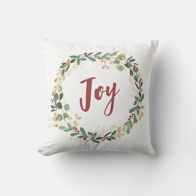 Gilded Greenery White | Guld jul Joy Kudde (Framsida)