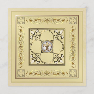 Gilded Guld Fleur De Lis Wedding bjudande Inbjudningar