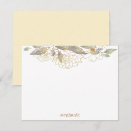 Gilded Guld Flowers Personlig Flat Note Card Anteckningskort