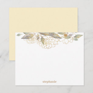 Gilded Guld Flowers Personlig Flat Note Card Anteckningskort