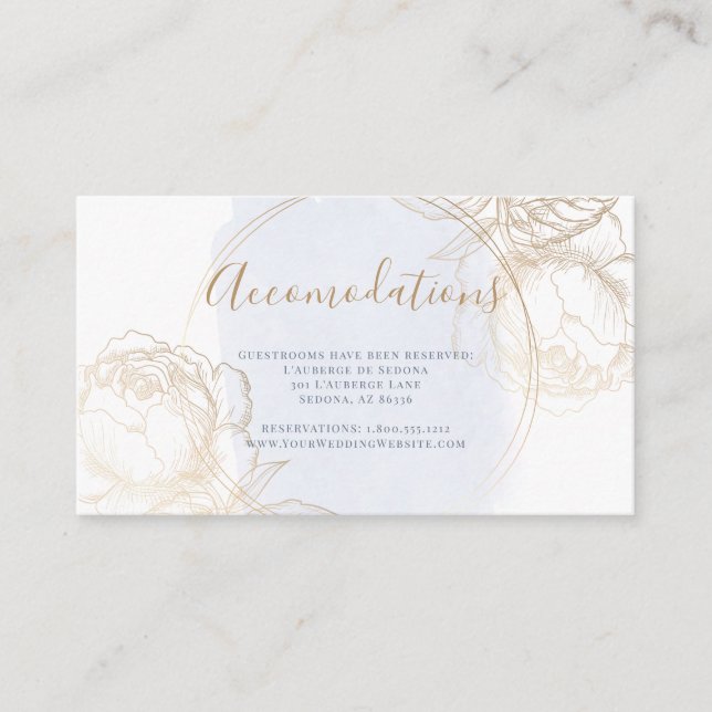 Gilded Guld Ro on Dust Blue Watercolor Tilläggskort (Framsida)