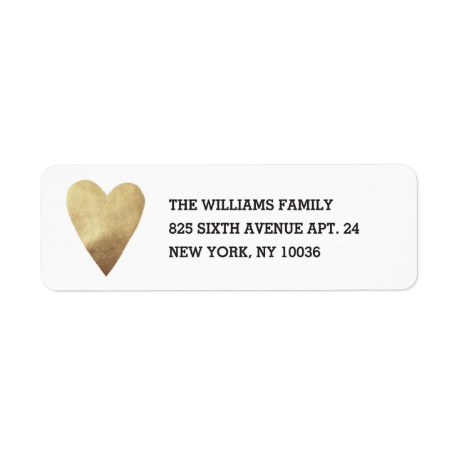 Gilded Heart Address Label - White Returadress Etikett (Framsidan)