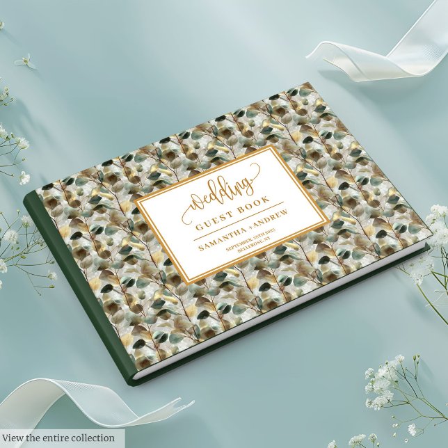 Gilded Hunter Grönt och Guld Bröllop Guest Bok (Gilded Hunter Green And Gold Wedding Guest Book)