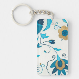 Gilded Indigo Flowers with White Background