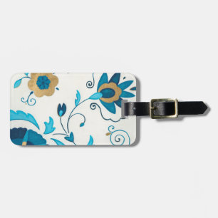 Gilded Indigo Flowers with White Background Bagagebricka