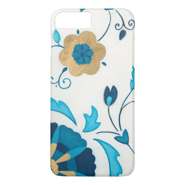 Gilded Indigo Flowers with White Background Case-Mate iPhone Skal (Baksida)