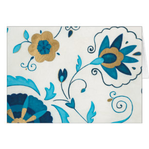 Gilded Indigo Flowers with White Background Hälsningskort