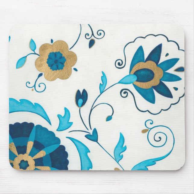 Gilded Indigo Flowers with White Background Musmatta (Framsidan)
