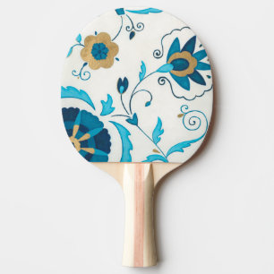 Gilded Indigo Flowers with White Background Pingisracket