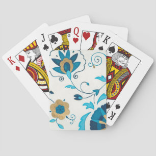 Gilded Indigo Flowers with White Background Spel Kort