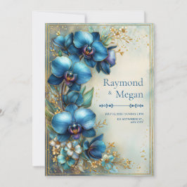 Gilded Indigo Orchid Stardust Wedding Inbjudningar