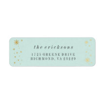 Gilded Joy Mint & Gold Foil Helgdag Address Label