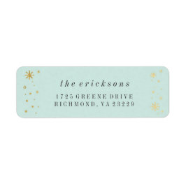 Gilded Joy Mint & Gold Foil Helgdag Address Label Returadress Etikett