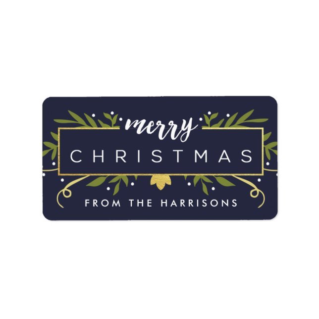 Gilded jul Personlig Gift Märkres Adressetikett (Framsidan)