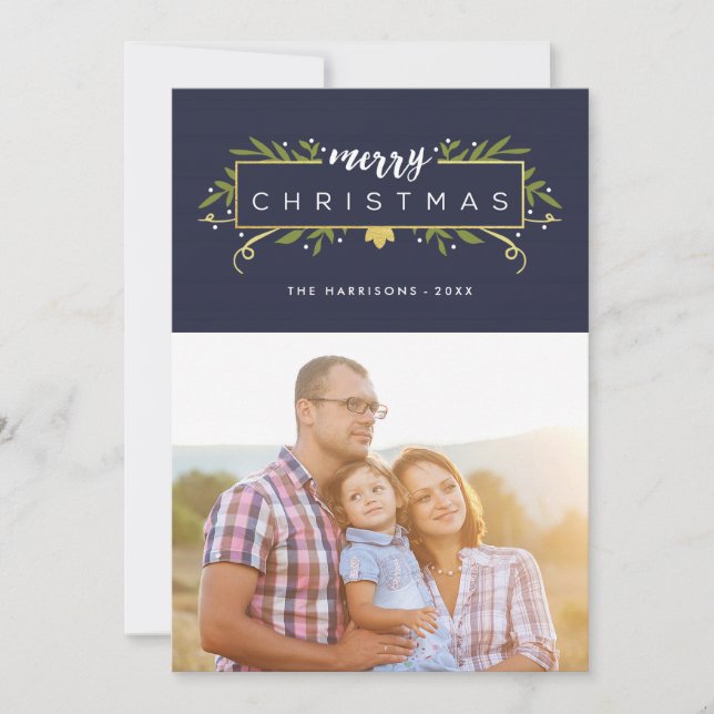 Gilded julmodern Foliage Photo Julkort (Framsida)