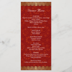 Gilded Kant Indian Ram Bröllop Menu Meny