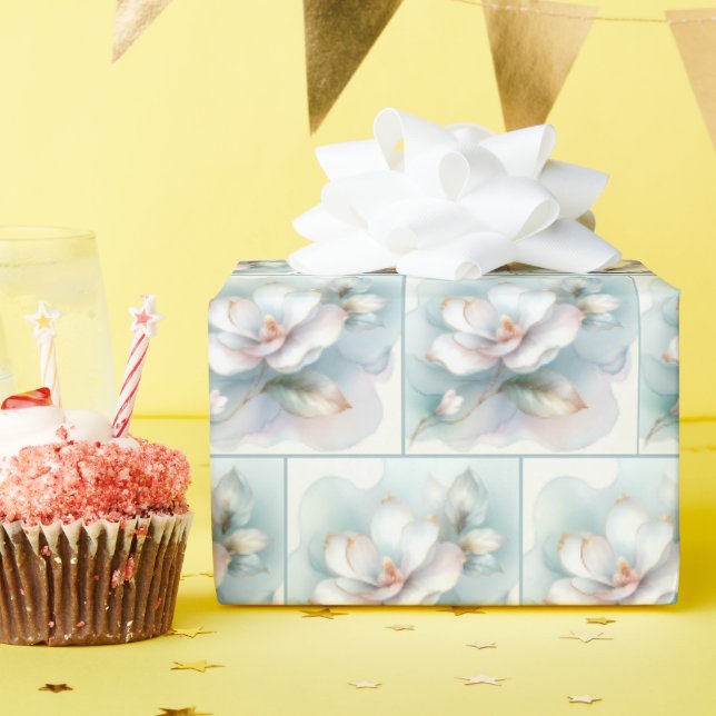 Gilded Kant White Magnolia Blommar Presentpapper (Födelsedagsfest)