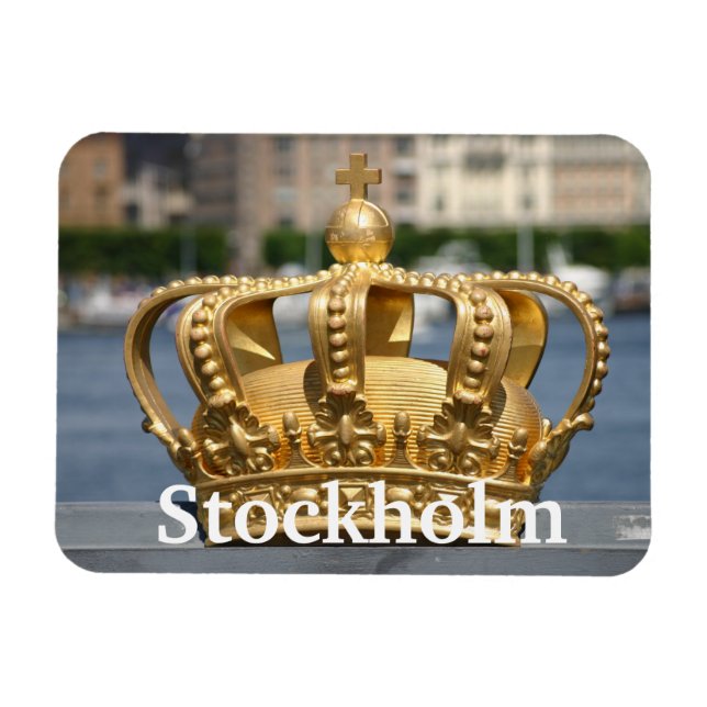 Gilded Krona, Skeppsholm Bridge, Stockholm, Sverig Magnet (Horisontell)